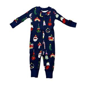 Hanna Andersson New Blue Zip Up Christmas Pajamas Size 3-6 Months